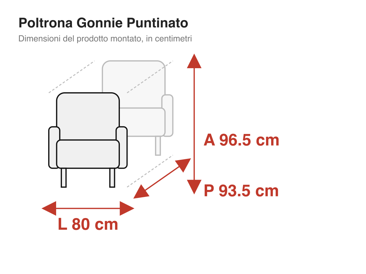 Poltrona Gonnie Puntinato: dimensioni