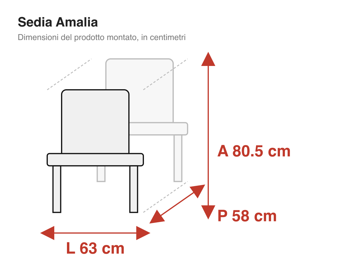 Sedia Amalia: dimensioni