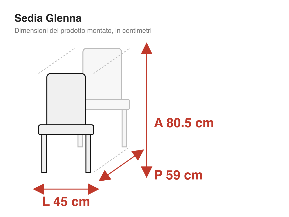 Sedia Glenna: dimensioni