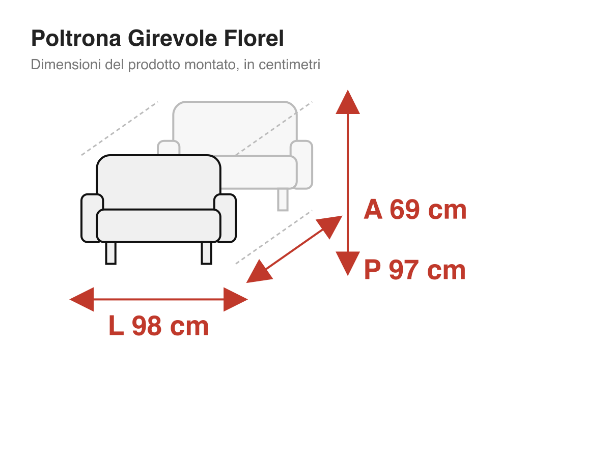 Poltrona Girevole Florel: dimensioni