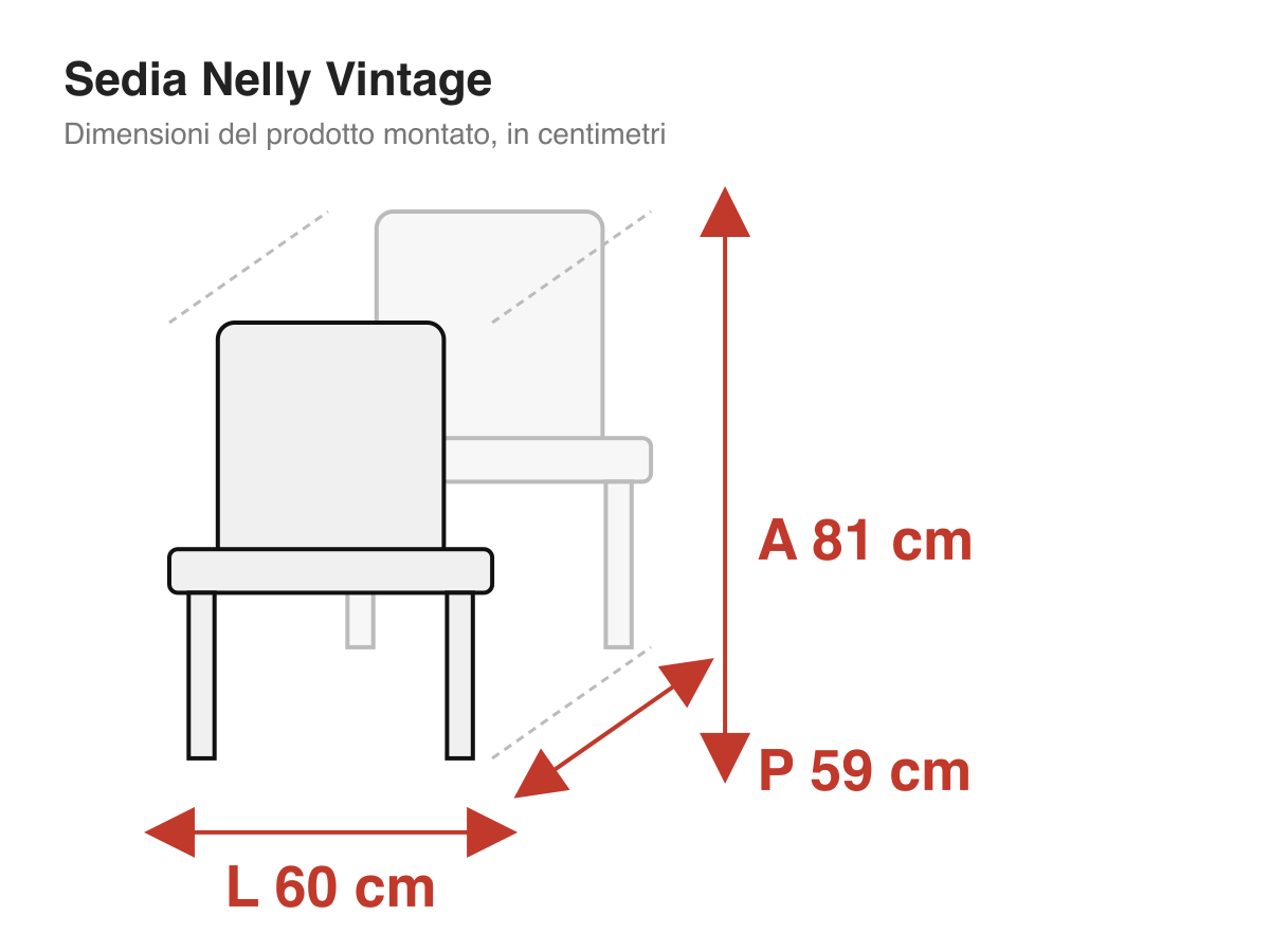 Sedia Nelly Vintage: dimensioni