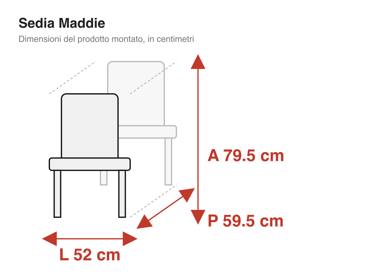 Sedia Maddie: dimensioni