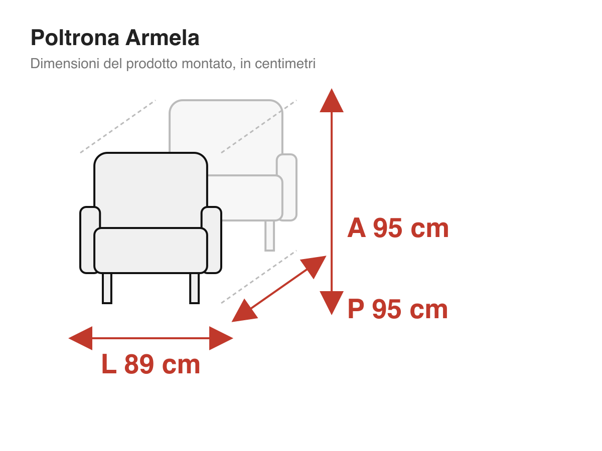 Poltrona Armela: dimensioni