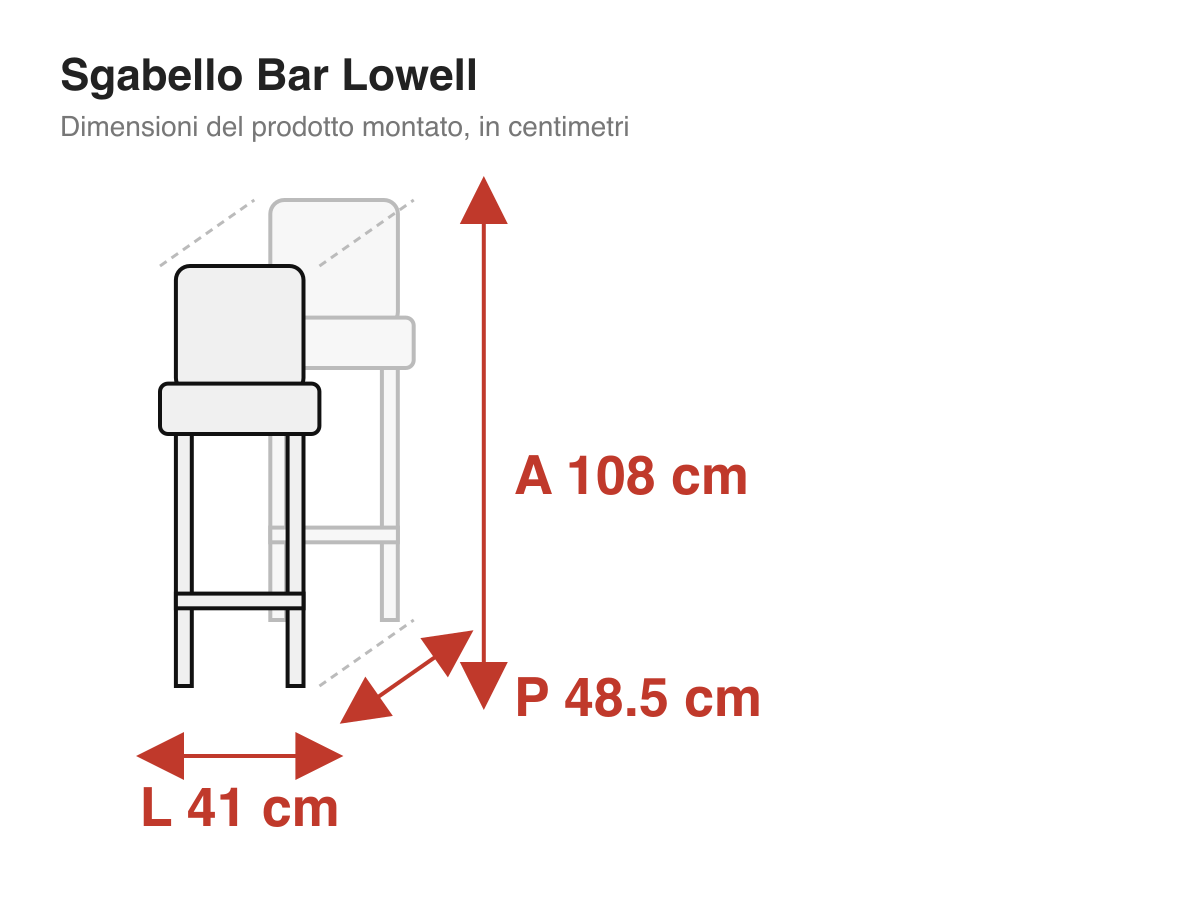 Sgabello Bar Lowell: dimensioni