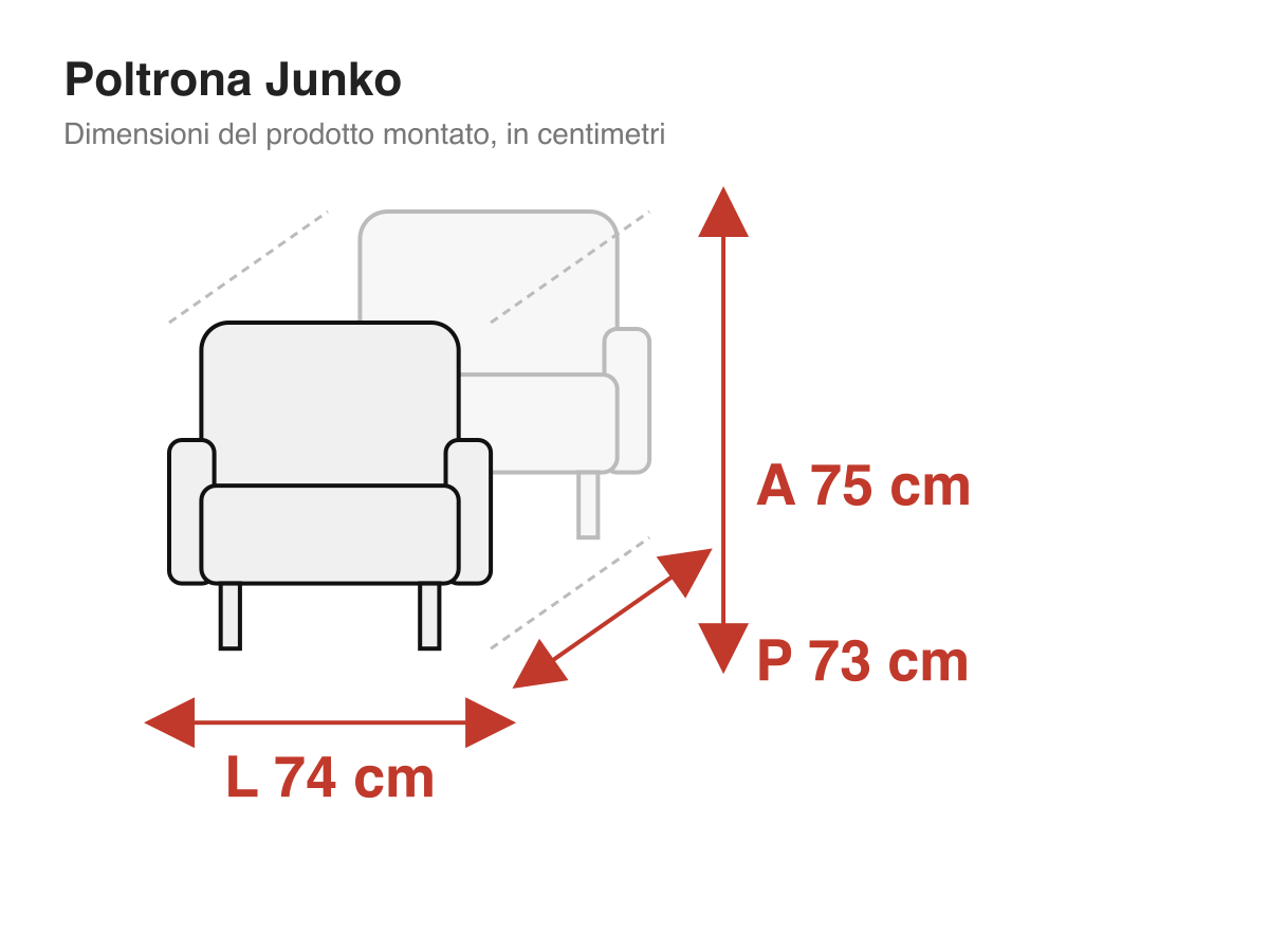 Poltrona Junko: dimensioni