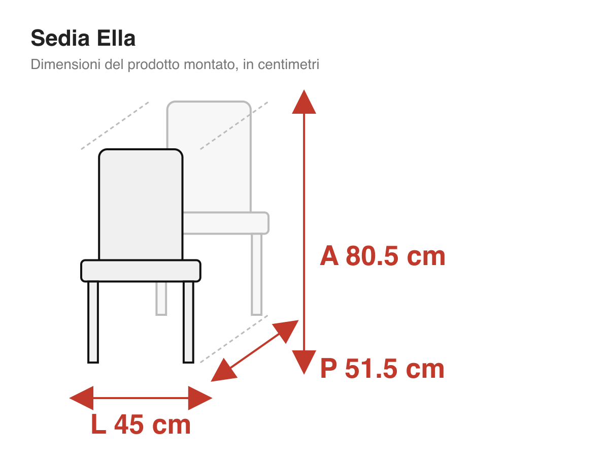 Sedia Ella: dimensioni
