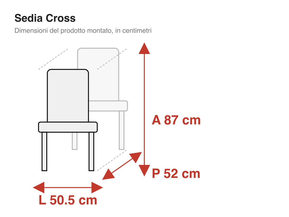 Sedia Cross: dimensioni