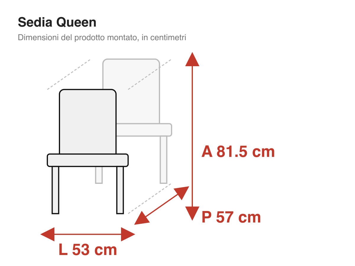 Sedia Queen: dimensioni