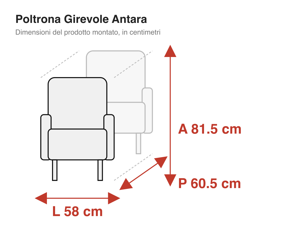 Poltrona Girevole Antara: dimensioni