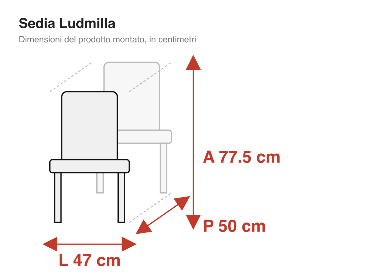 Sedia Ludmilla: dimensioni