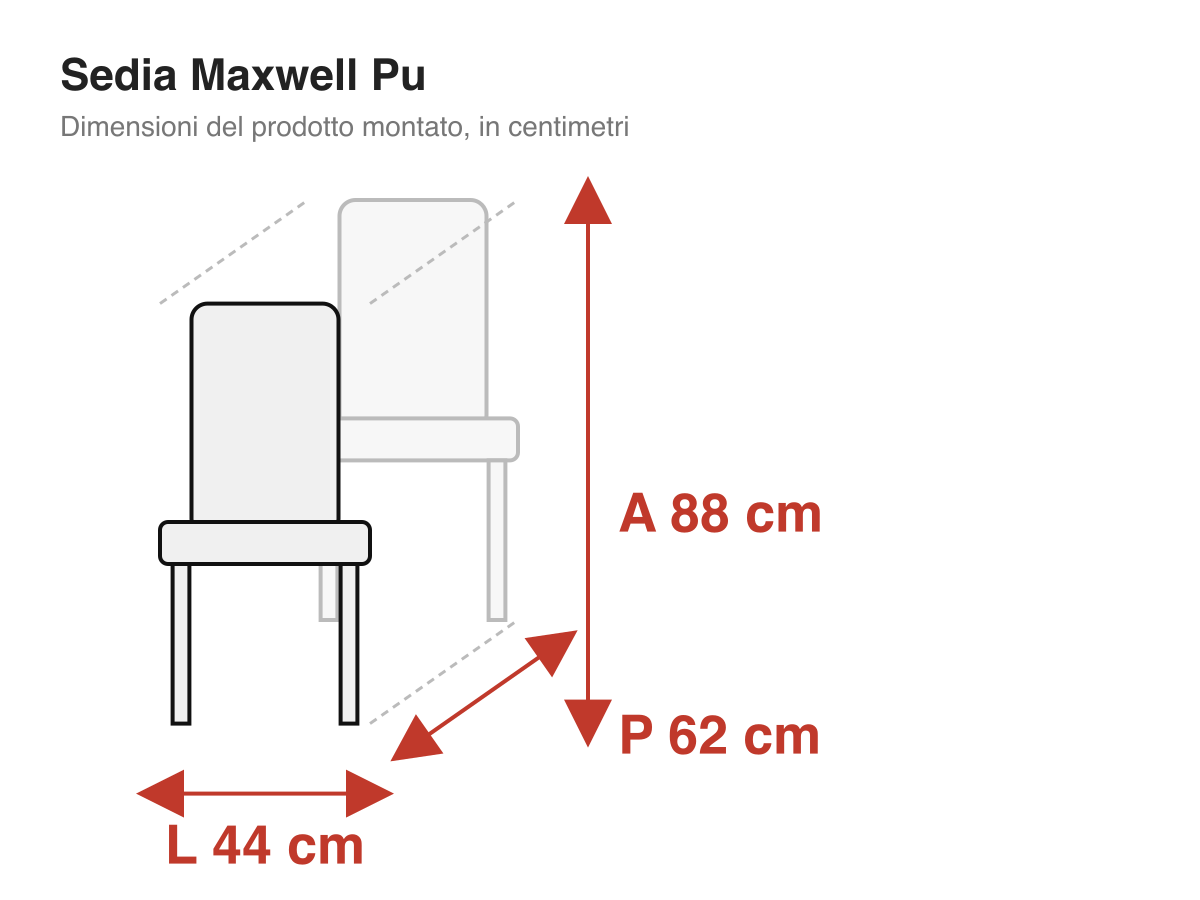 Sedia Maxwell Pu: dimensioni