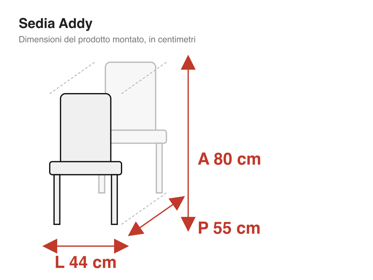 Sedia Addy: dimensioni