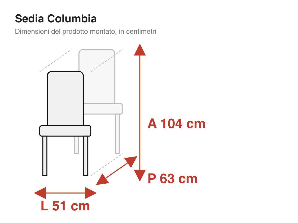 Sedia Columbia: dimensioni