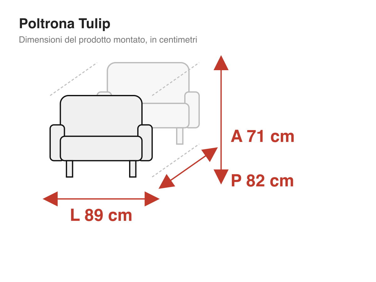 Poltrona Tulip: dimensioni
