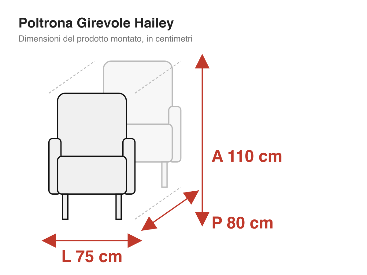 Poltrona Girevole Hailey: dimensioni