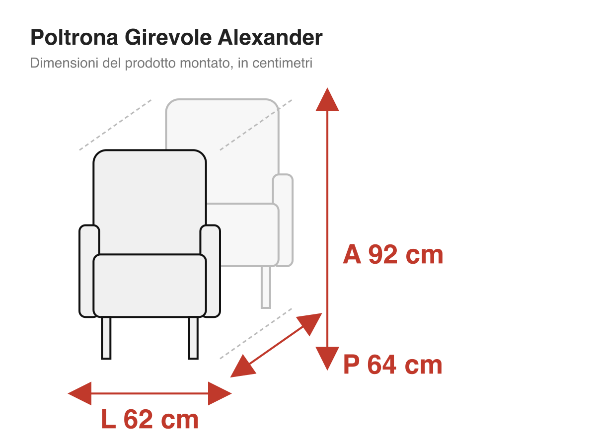 Poltrona Girevole Alexander: dimensioni