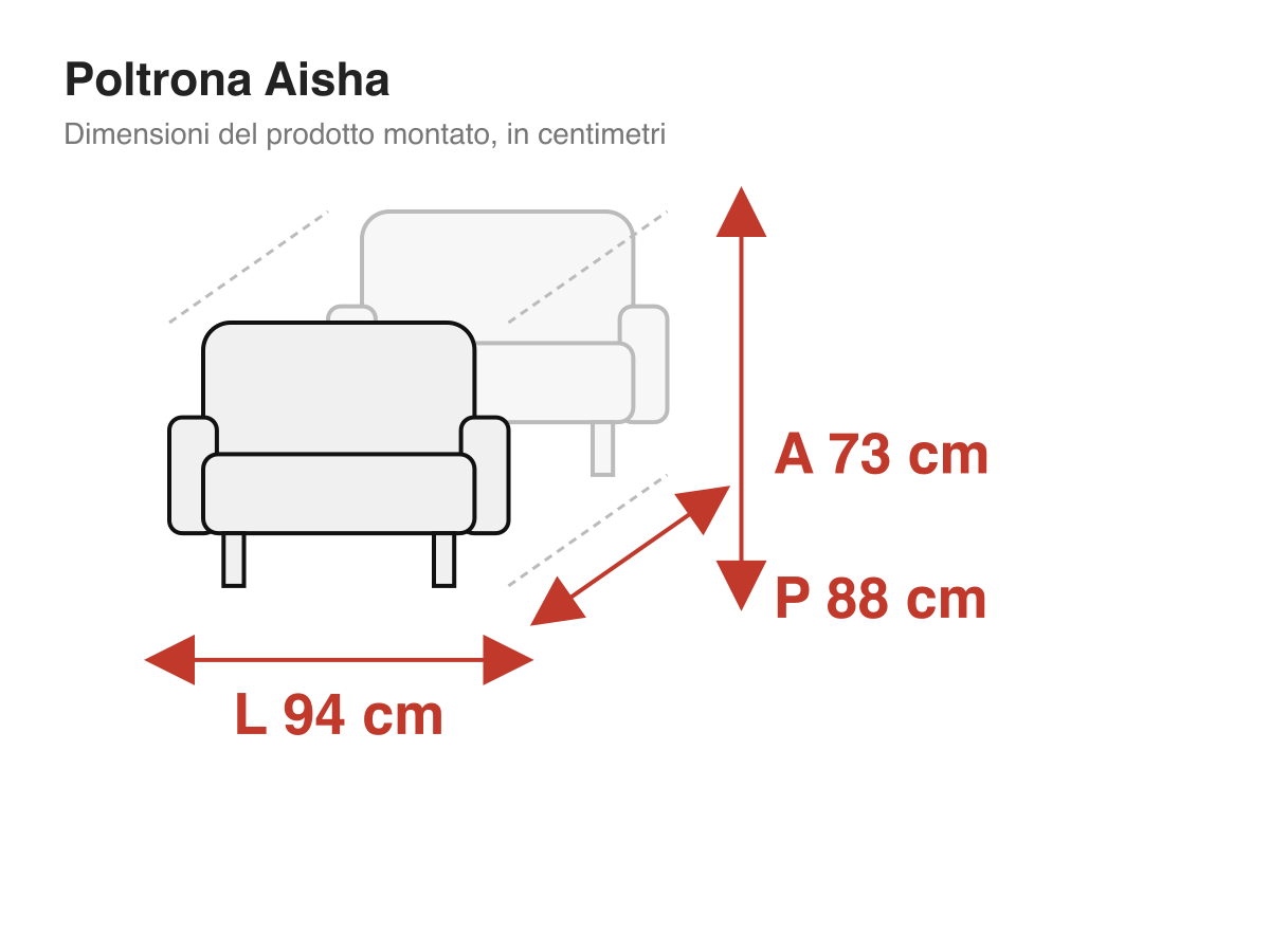 Poltrona Aisha: dimensioni