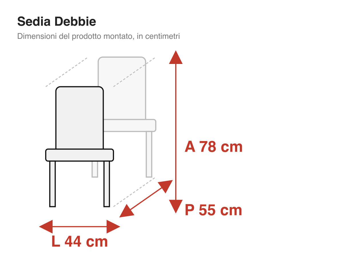 Sedia Debbie: dimensioni