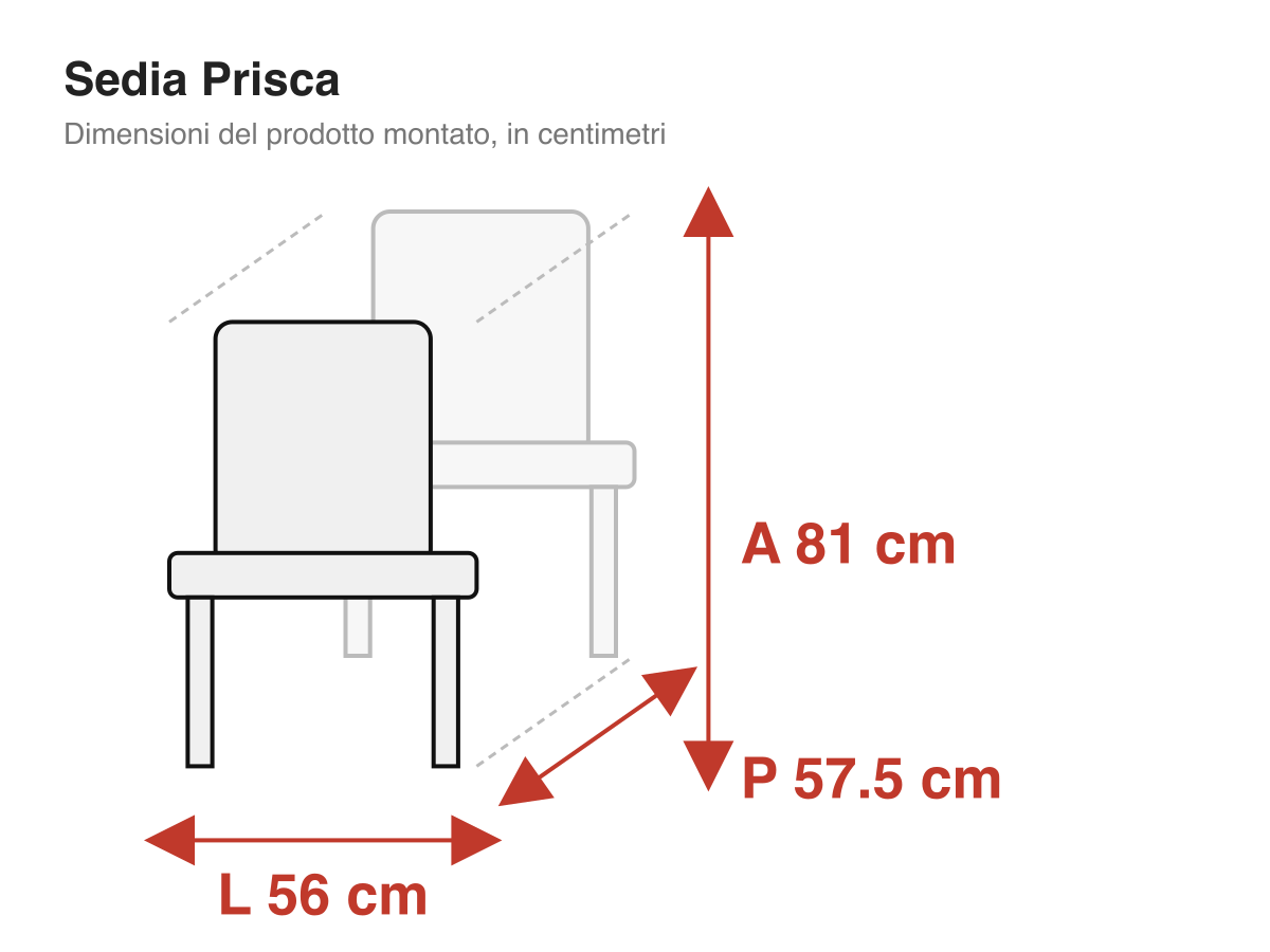 Sedia Prisca: dimensioni