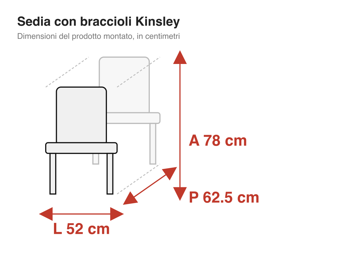 Sedia con braccioli Kinsley: dimensioni