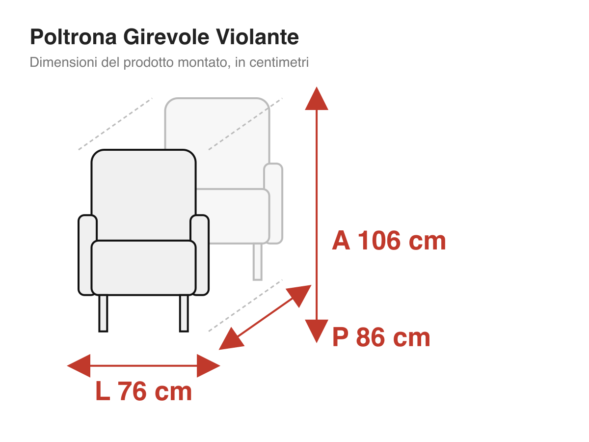 Poltrona Girevole Violante: dimensioni