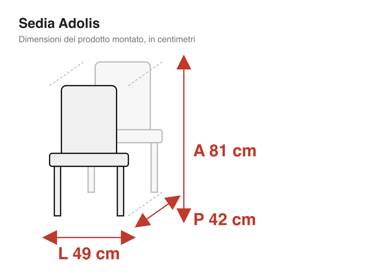 Sedia Adolis: dimensioni
