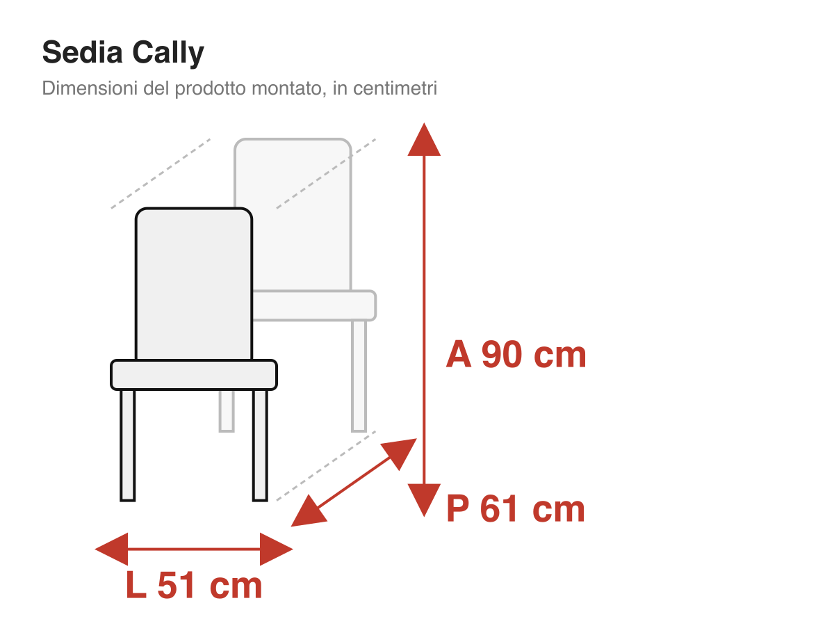 Sedia Cally: dimensioni