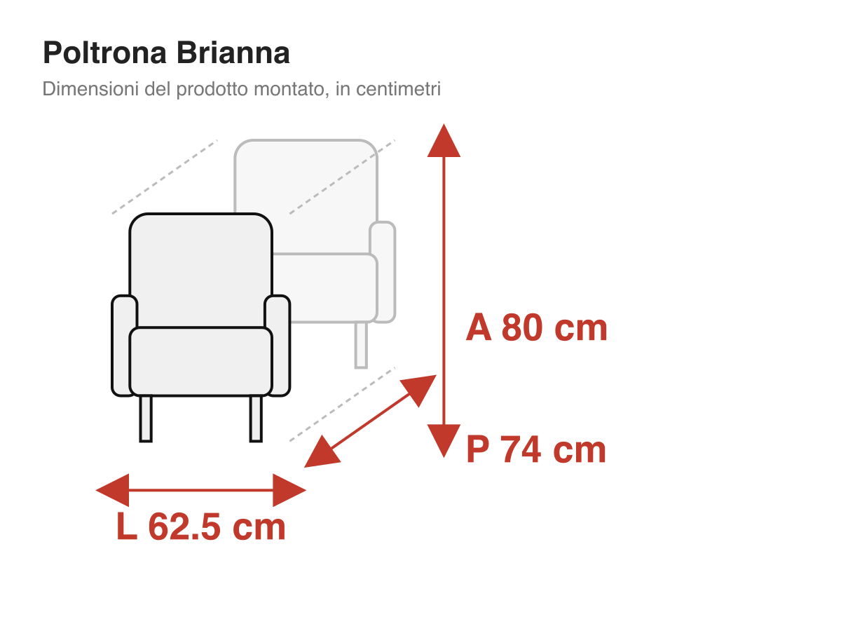 Poltrona Brianna: dimensioni