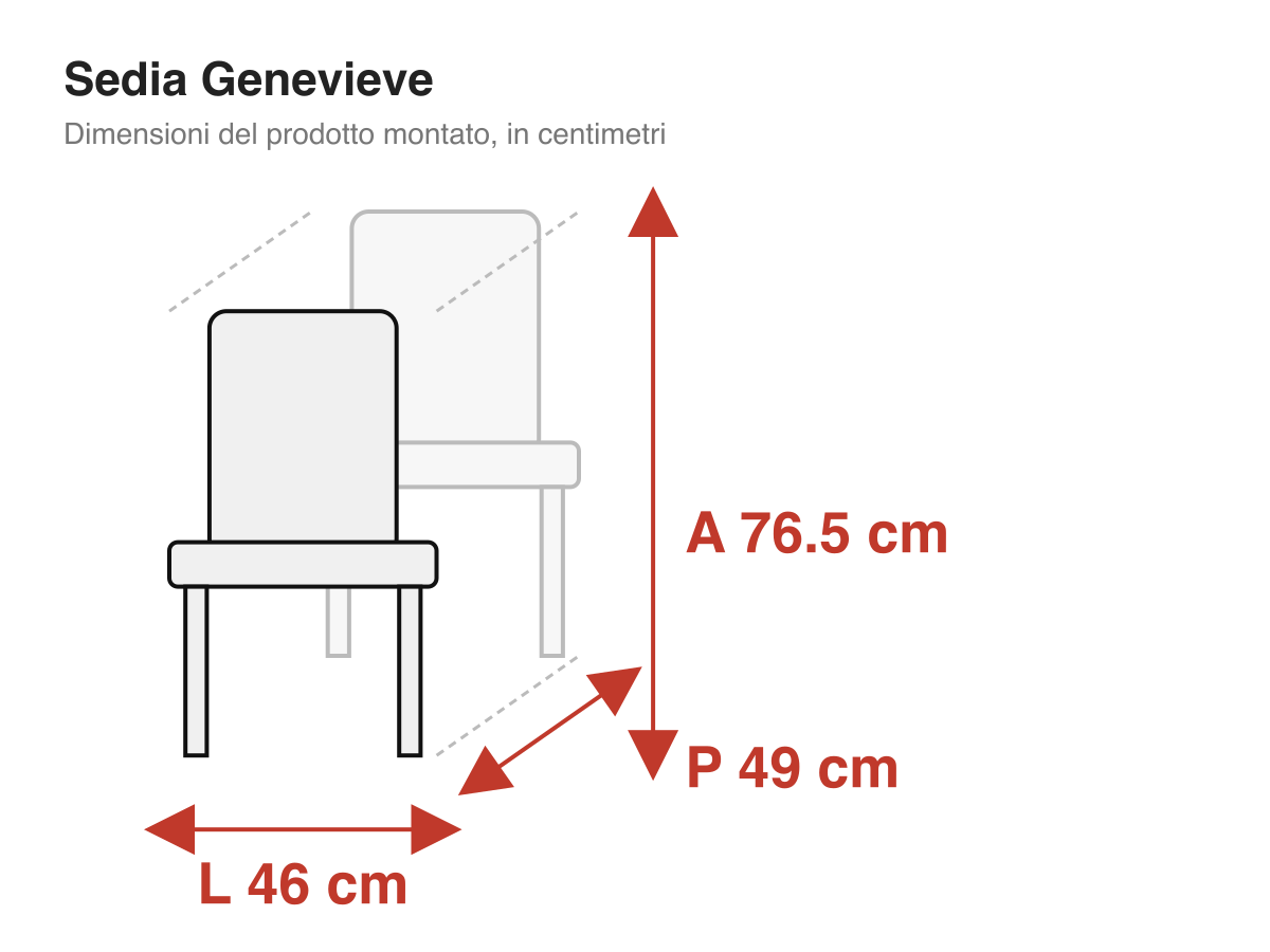 Sedia Genevieve: dimensioni