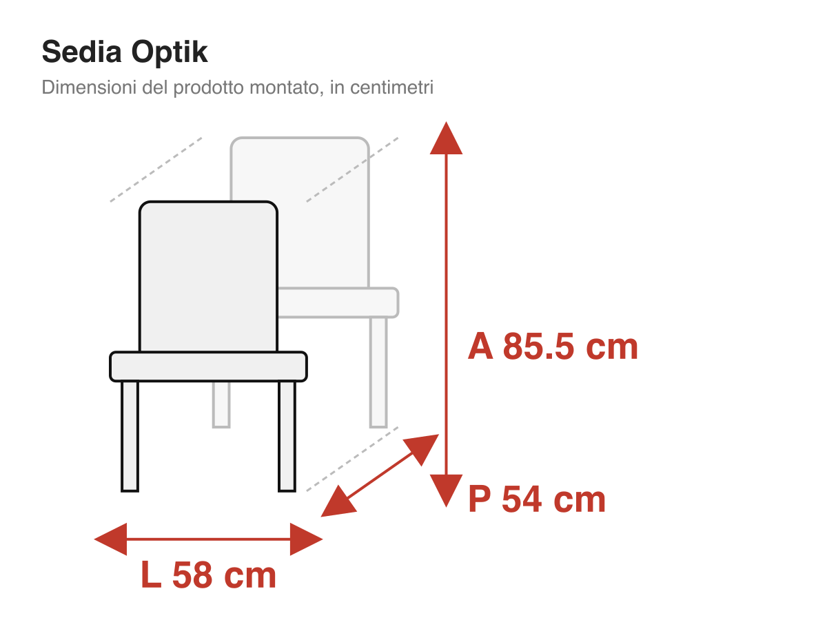 Sedia Optik: dimensioni