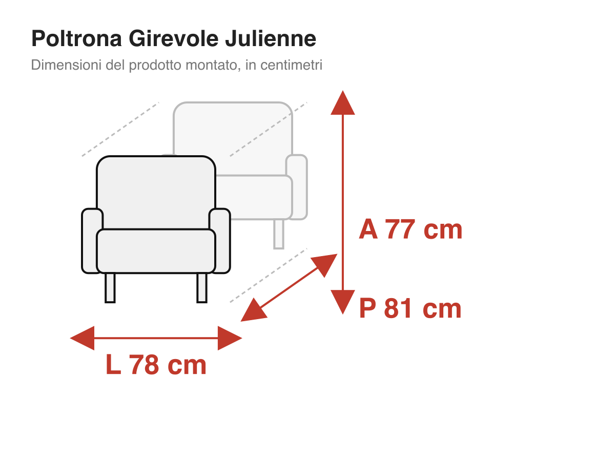 Poltrona Girevole Julienne: dimensioni